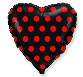 Juoda širdis su raudonais taškiukais