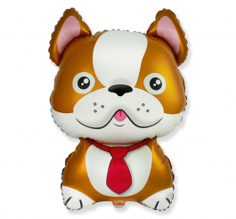 Šuniukas su kaklaraiščiu rudas