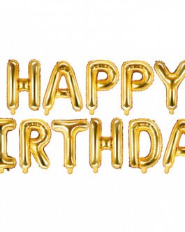 Užrašas HAPPY BIRTHDAY auksinis