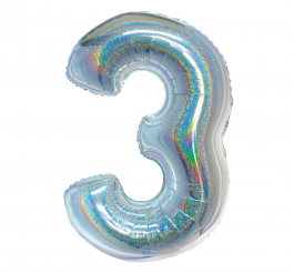 Skaičius 3 holografinis 76 cm