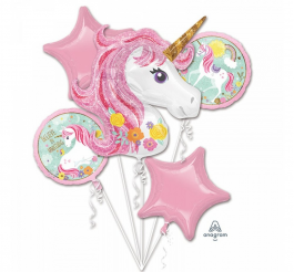 Balloon bouquet Magical Unicorn, 5 Pcs, packed