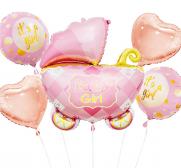 Baby Carriage set, pink / 5 pcs.