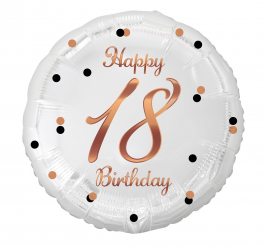 18 Birthday, white, rosegold printing