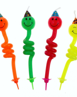 Candles „Smilies on spirals“, 4 pcs