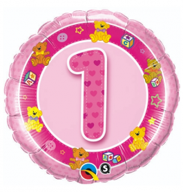 Apvalus rožinis su skaičiu 1