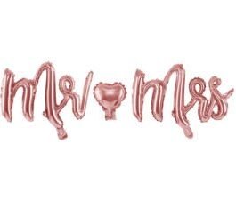 Užrašas Mr Mrs rožinis auksas