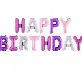 Užrašas HAPPY BIRTHDAY pastelinis miksas